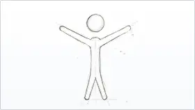 Boceto de una figura humana con los brazos abiertos